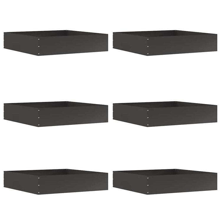 Vidaxl bordure de jardin 6 pcs noir 60 x 60 x 13 cm acier