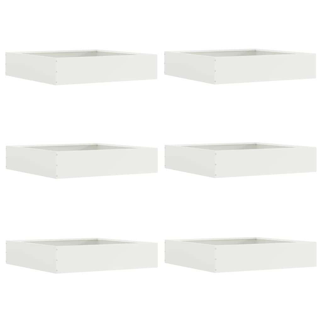 Vidaxl bordure de jardin 6 pcs blanc 60 x 60 x 13 cm acier