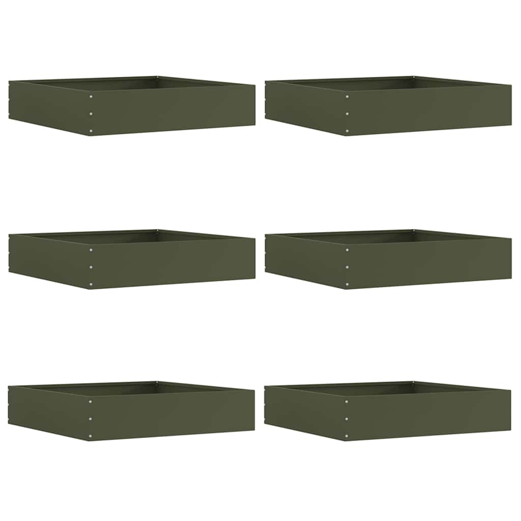 Vidaxl bordure de jardin 6 pcs vert olive 60 x 60 x 13 cm acier