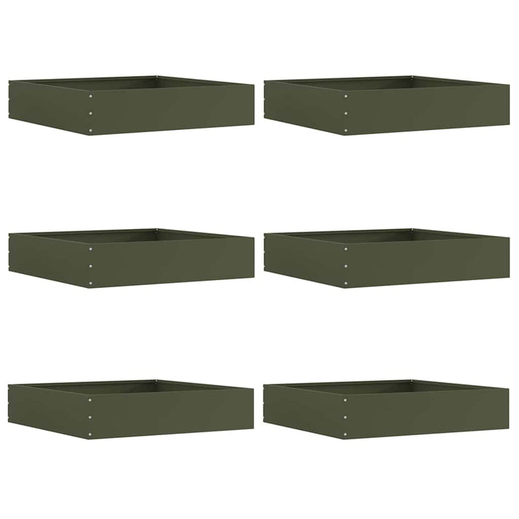 Vidaxl bordure de jardin 6 pcs vert olive 60 x 60 x 13 cm acier