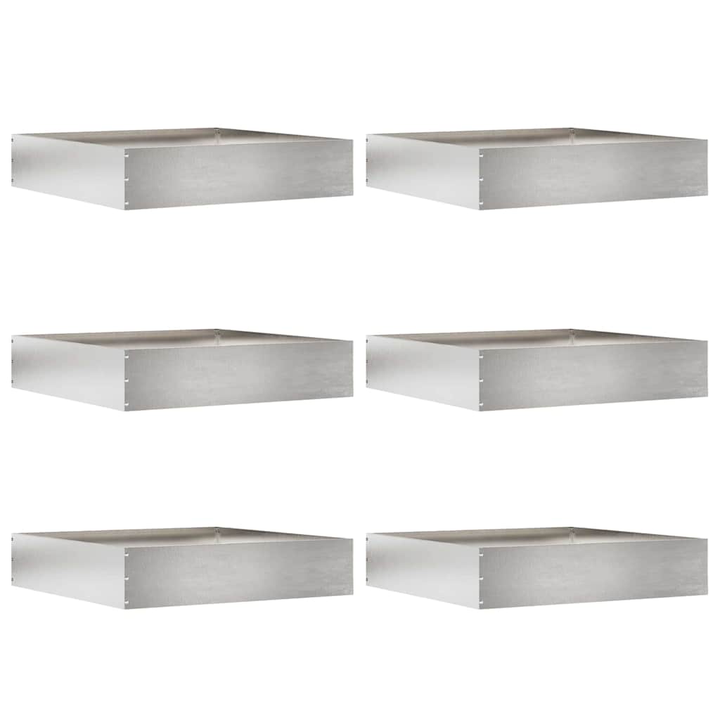 Vidaxl bordure de jardin 6 pcs argent 60 x 60 x 13 cm acier inoxydable