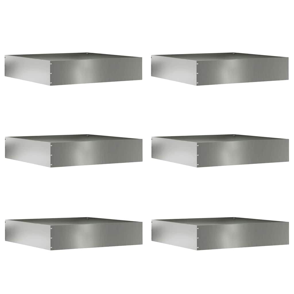Vidaxl bordure de jardin 6 pcs argent 60 x 60 x 13 cm acier galvanisé