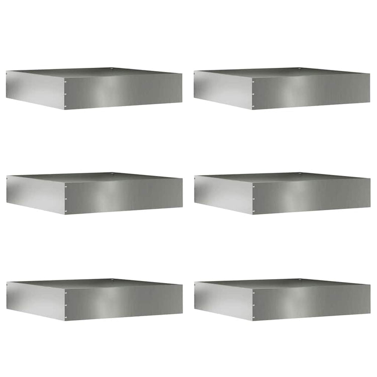 Vidaxl bordure de jardin 6 pcs argent 60 x 60 x 13 cm acier galvanisé