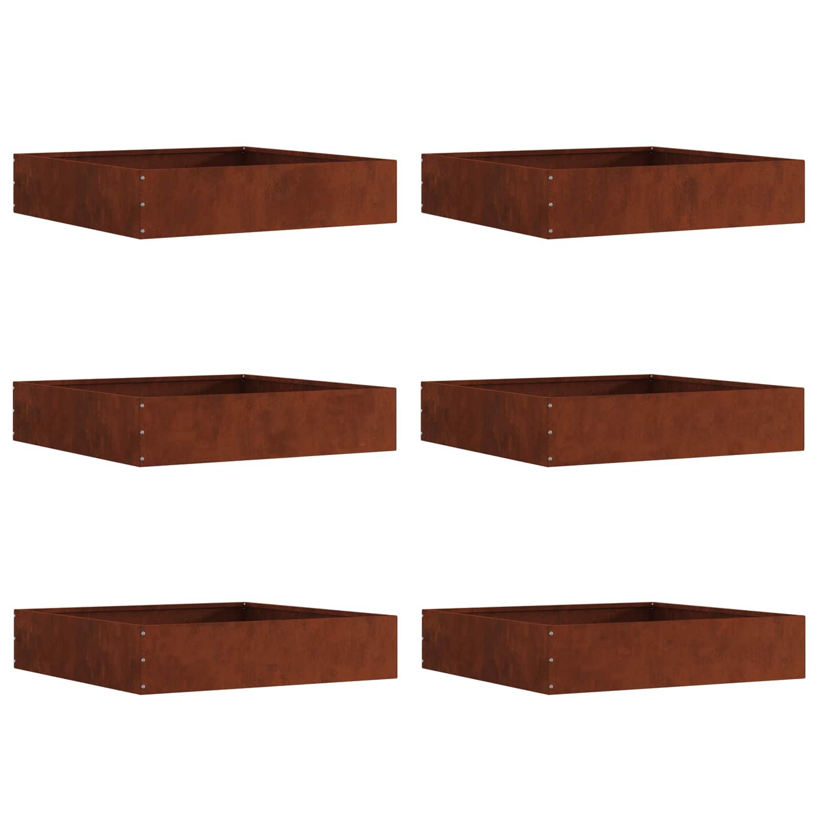 Vidaxl bordure de jardin 6 pcs rouillé 60 x 60 x 13 cm acier corten