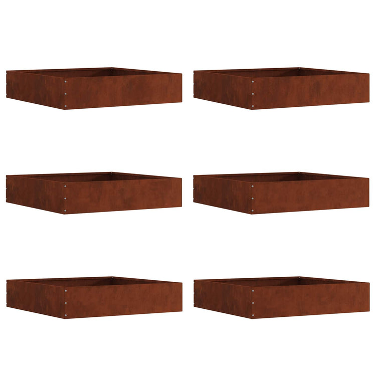 Vidaxl bordure de jardin 6 pcs rouillé 60 x 60 x 13 cm acier corten