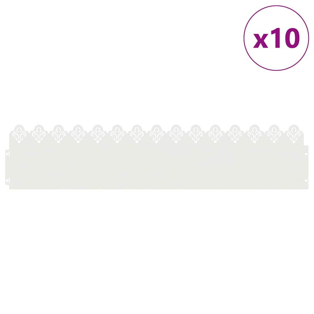 Vidaxl bordures de pelouse 10 pcs blanc 103 x 0,05 x 22 cm acier