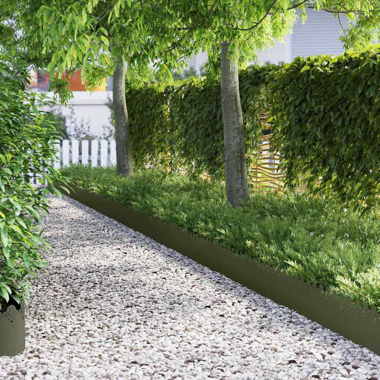 Vidaxl bordures de pelouse 10 pcs vert olive 103 x 0,05 x 22 cm acier