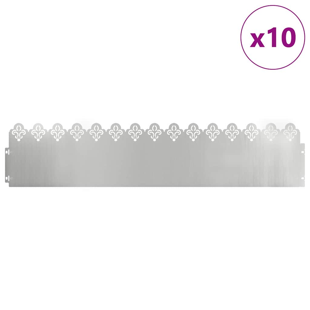 Vidaxl bordures de pelouse 10 pcs argent 103 x 0,05 x 22 cm