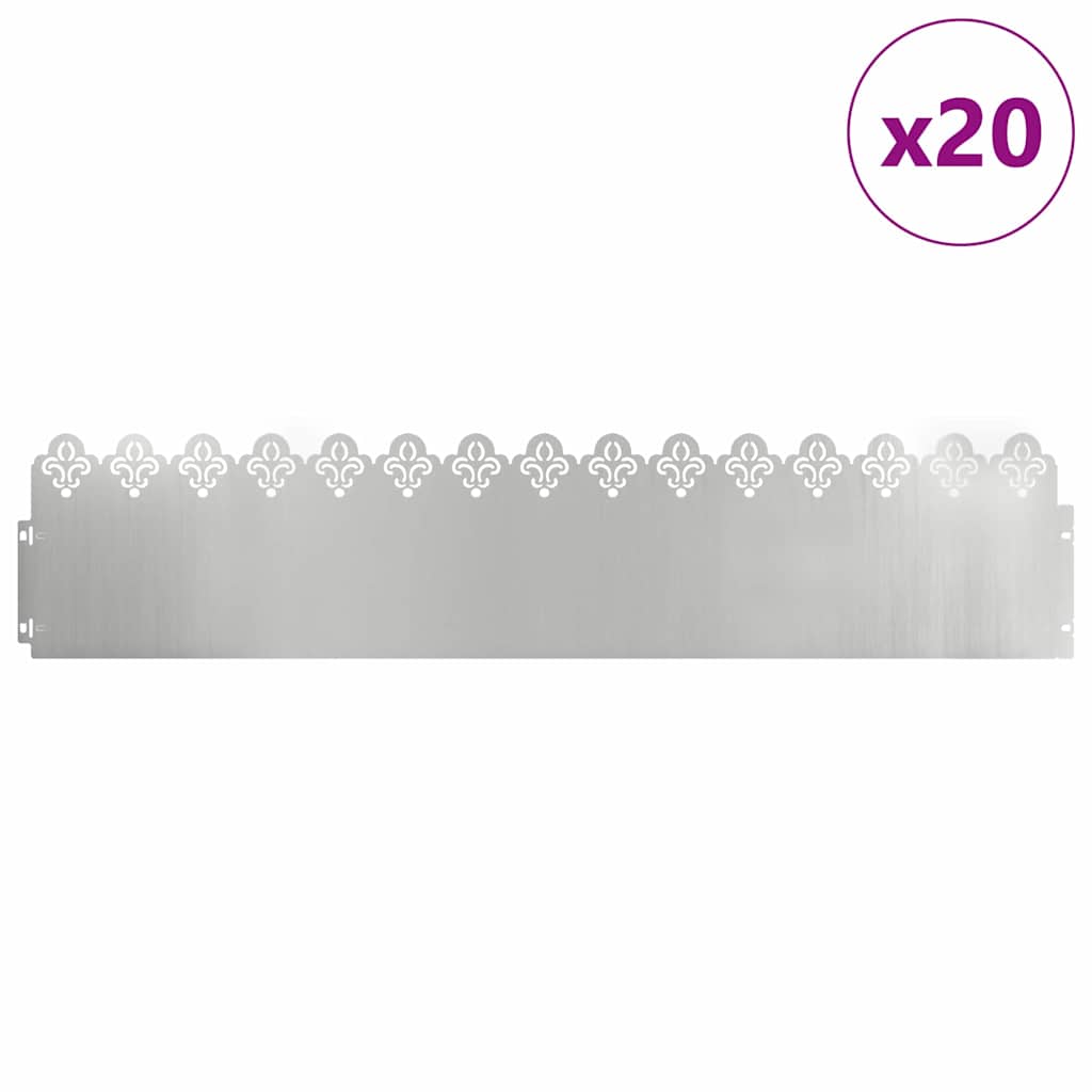Vidaxl bordures de pelouse 20 pcs argent 103 x 0,05 x 22 cm