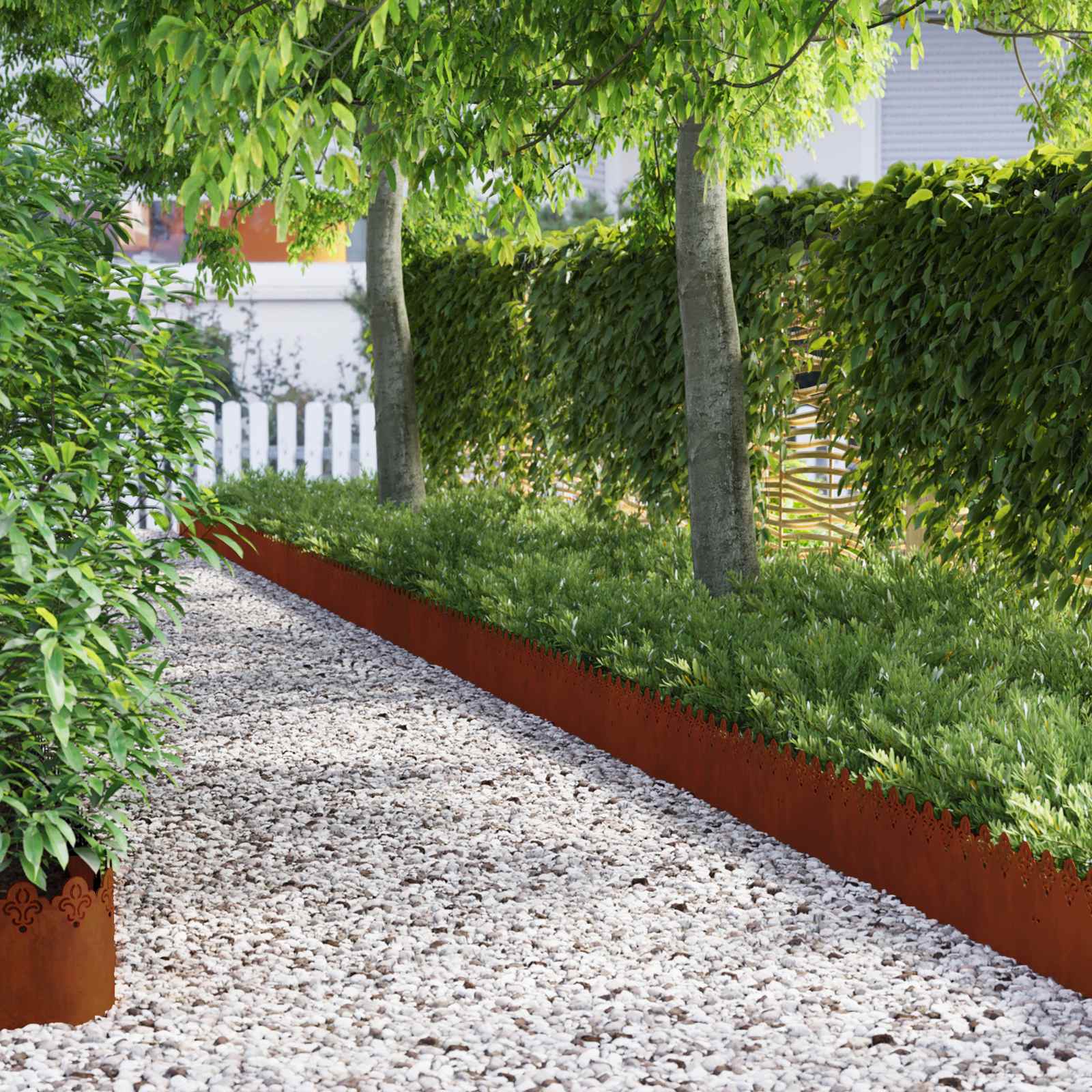 Vidaxl bordures de pelouse 30 pcs rouillé 103 x 0,05 x 22 cm acier corten