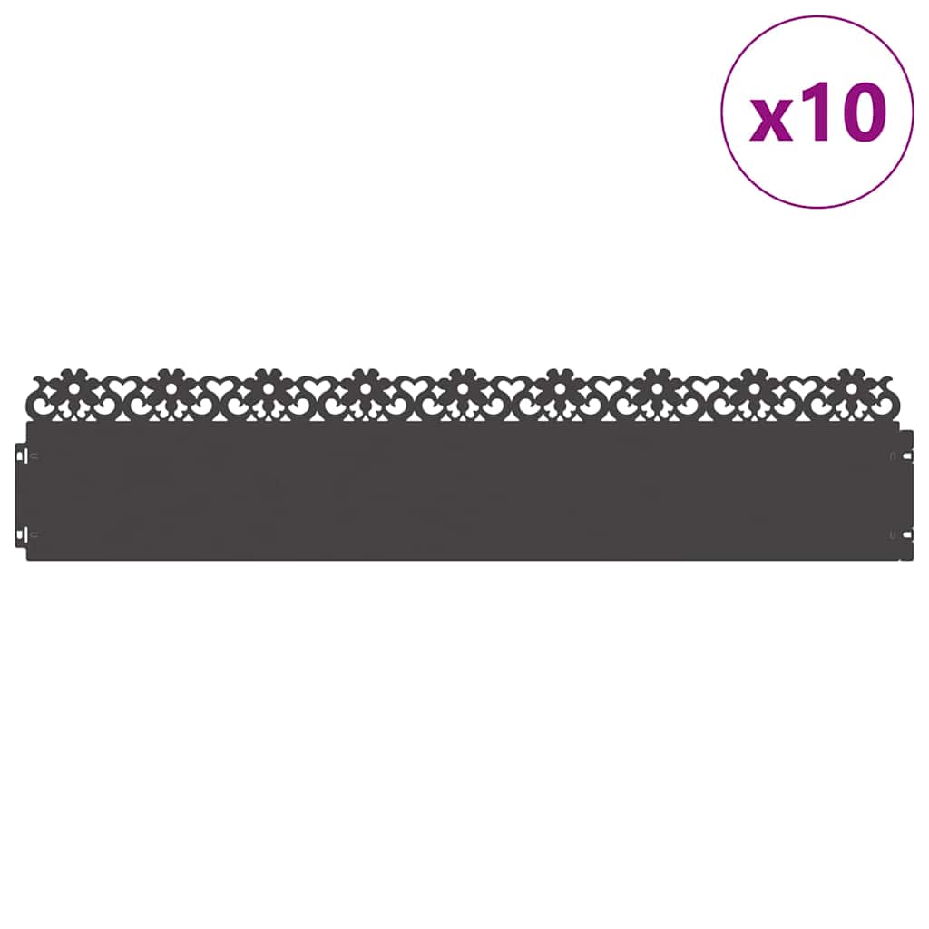 Vidaxl bordures de pelouse 10 pcs noir 103 x 0,05 x 22 cm acier