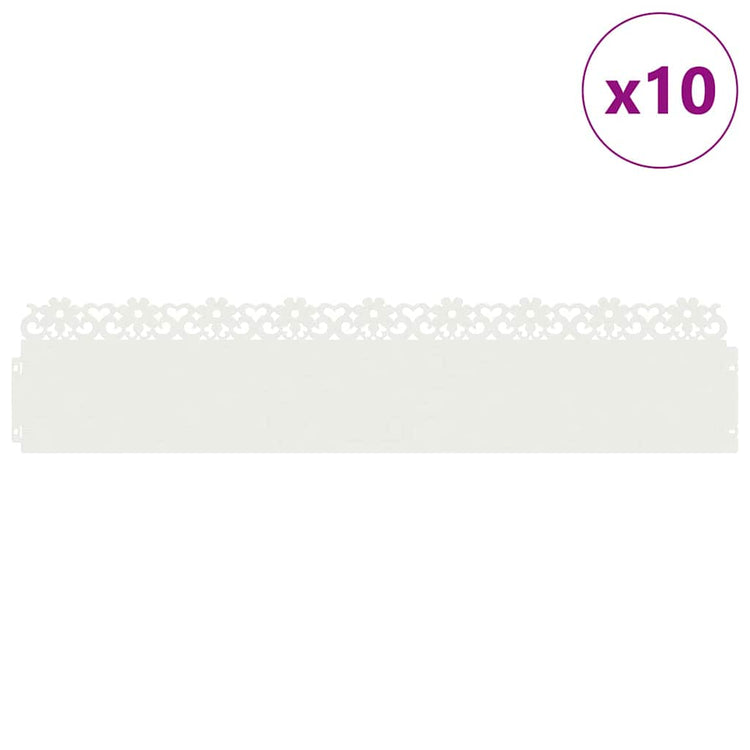 Vidaxl bordures de pelouse 10 pcs blanc 103 x 0,05 x 22 cm acier