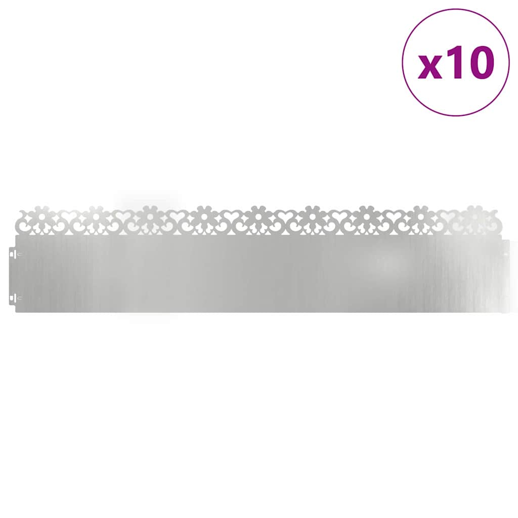 Vidaxl bordures de pelouse 10 pcs argent 103 x 0,05 x 22 cm