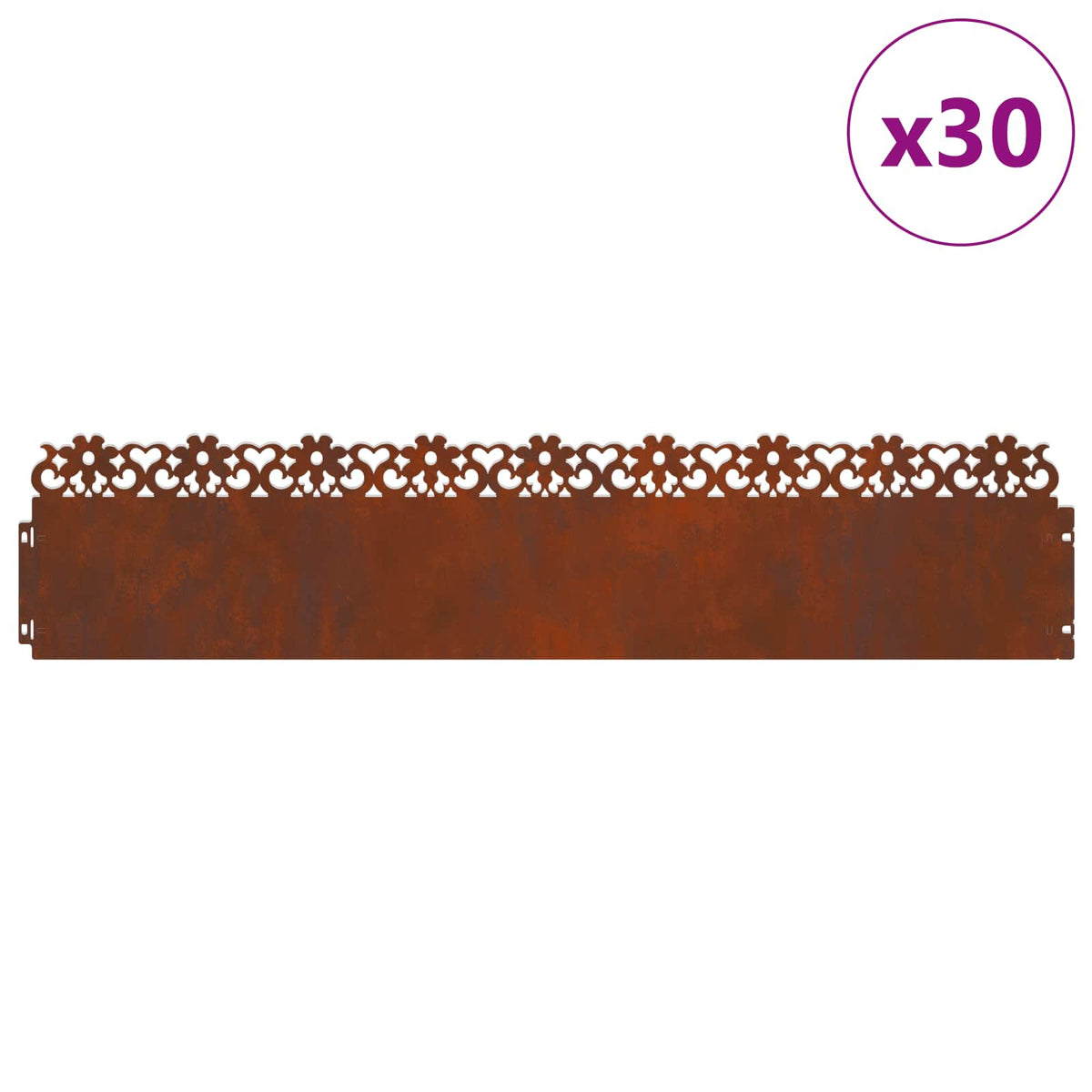 Vidaxl bordures de pelouse 30 pcs rouillé 103 x 0,05 x 22 cm acier corten