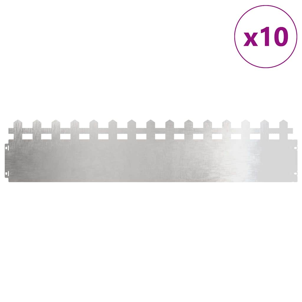 Vidaxl bordures de pelouse 10 pcs argent 103 x 0,05 x 22 cm acier inoxydable
