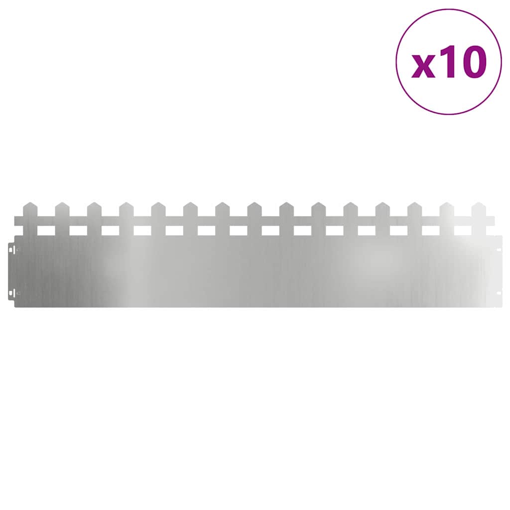 Vidaxl bordures de pelouse 10 pcs argent 103 x 0,05 x 22 cm