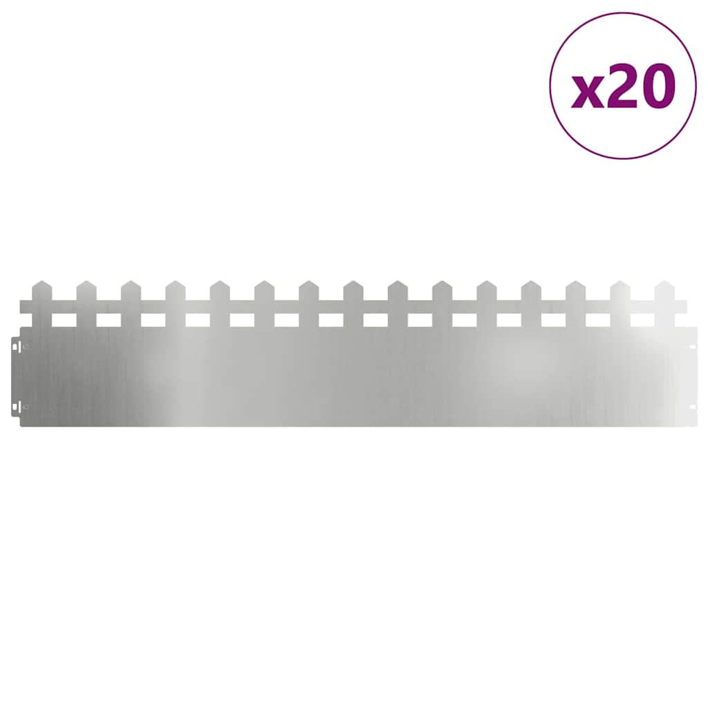 Vidaxl bordures de pelouse 20 pcs argent 103 x 0,05 x 22 cm