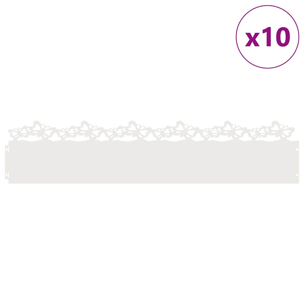 Vidaxl bordures de pelouse 10 pcs blanc 103 x 0,05 x 22 cm acier