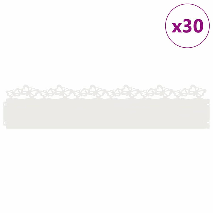 Vidaxl bordures de pelouse 30 pcs blanc 103 x 0,05 x 22 cm acier