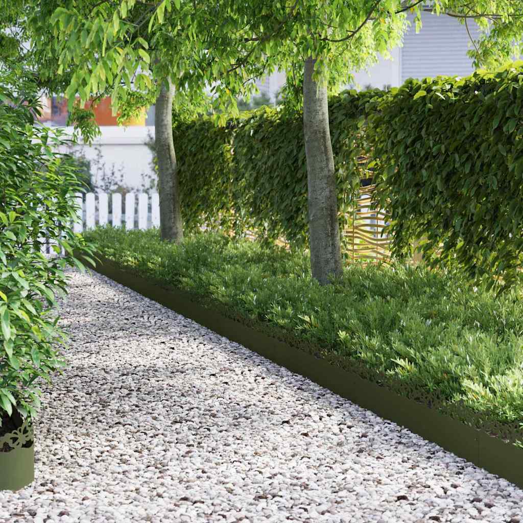 Vidaxl bordures de pelouse 20 pcs vert olive 103 x 0,05 x 22 cm acier