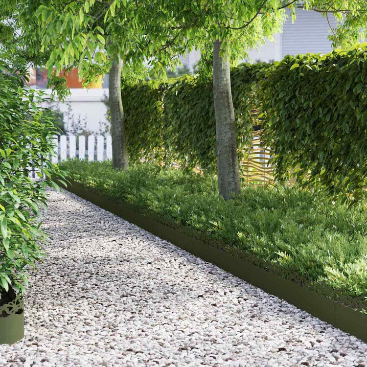 Vidaxl bordures de pelouse 20 pcs vert olive 103 x 0,05 x 22 cm acier