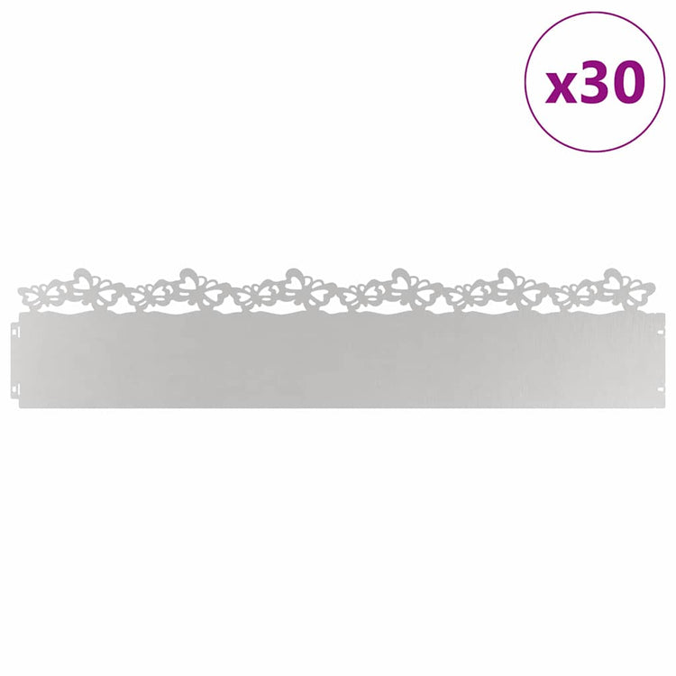 Vidaxl bordures de pelouse 30 pcs argent 103 x 0,05 x 22 cm acier inoxydable