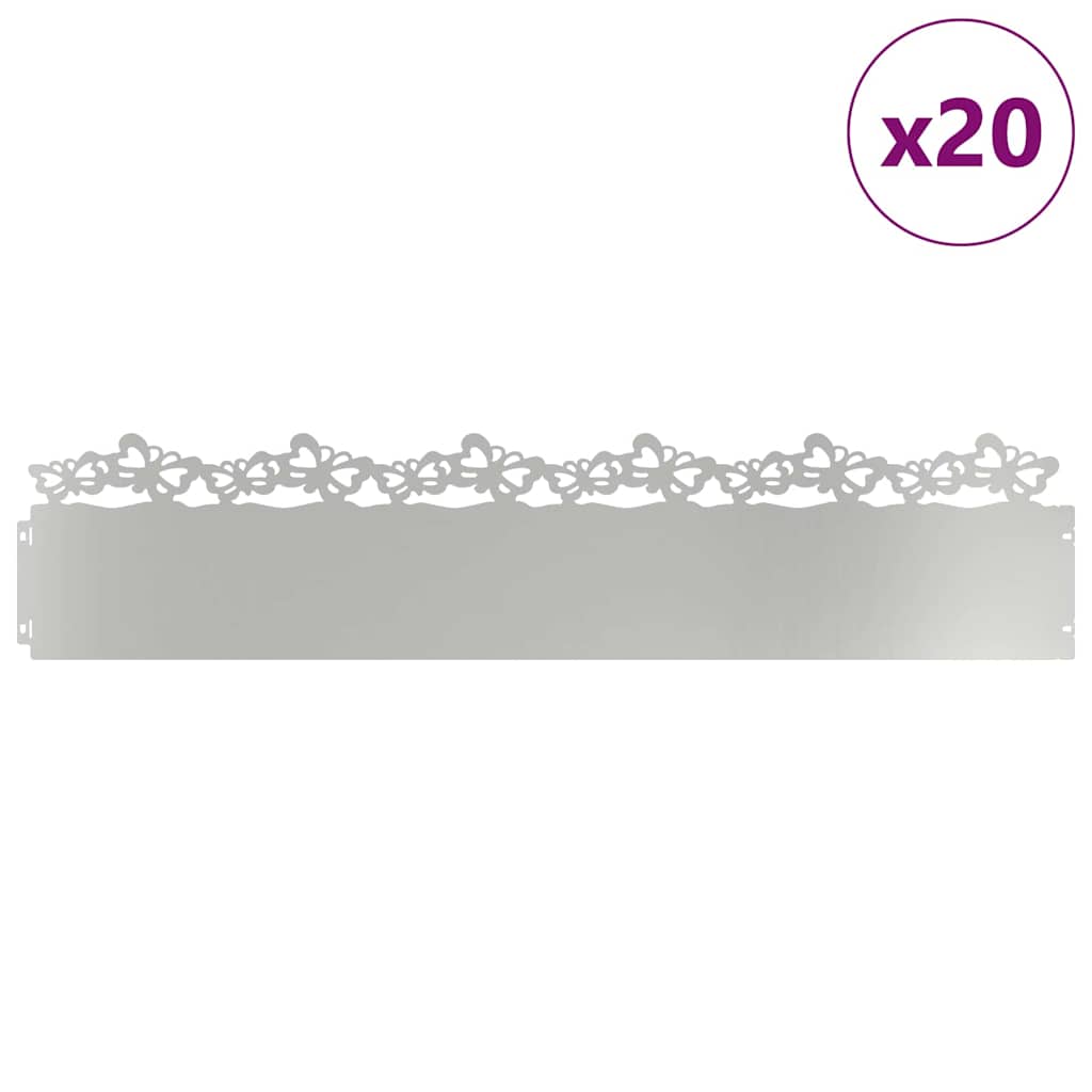 Vidaxl bordures de pelouse 20 pcs argent 103 x 0,05 x 22 cm