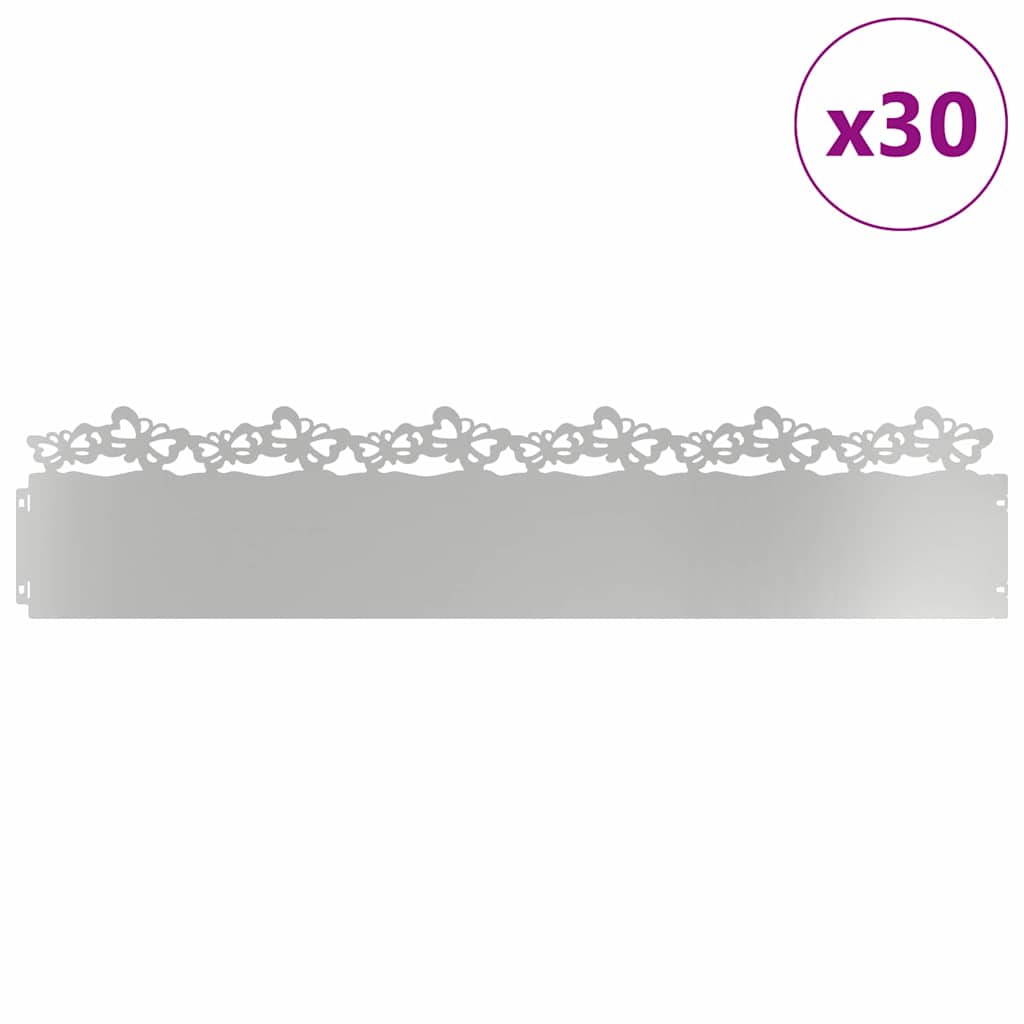 Vidaxl bordures de pelouse 30 pcs argent 103 x 0,05 x 22 cm