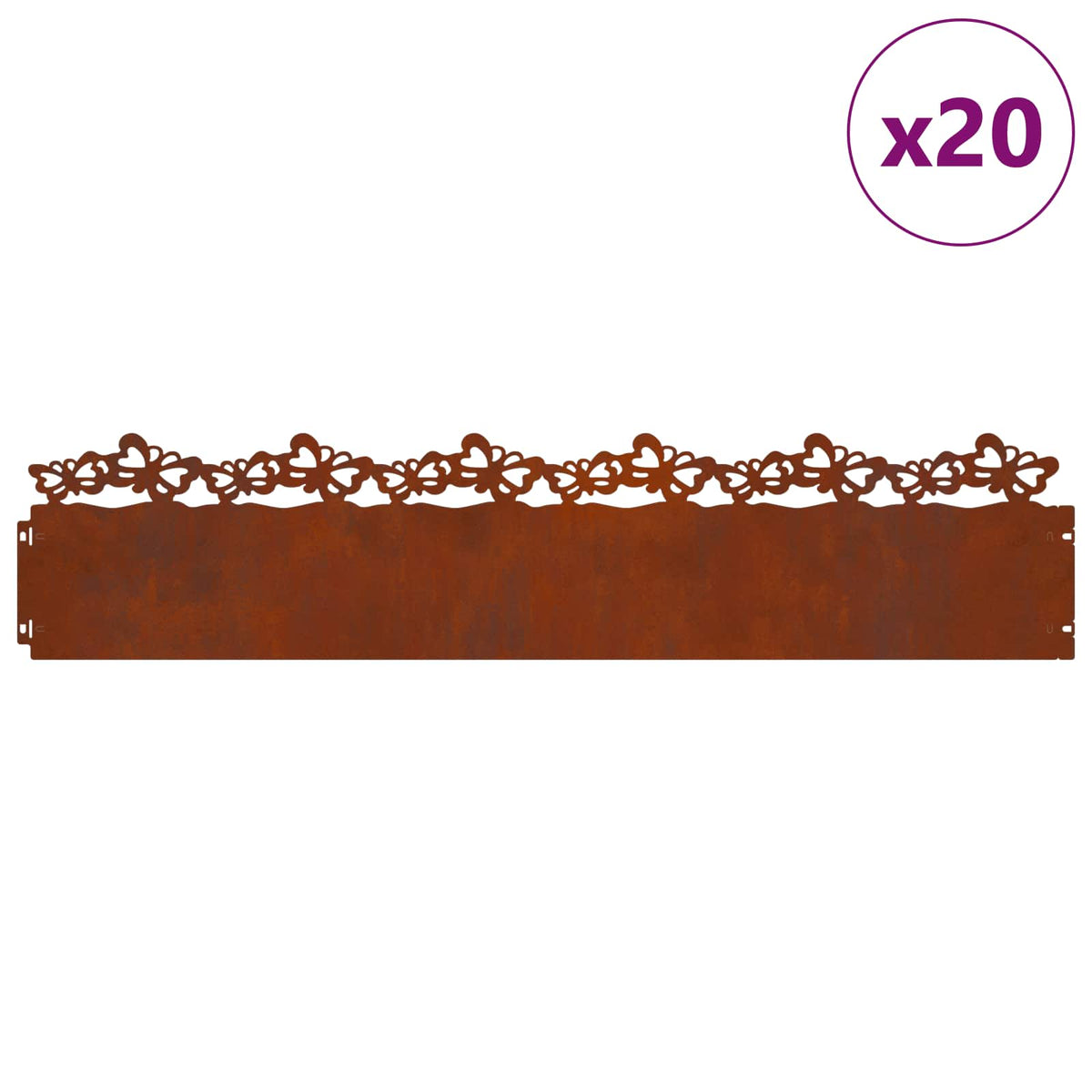 Vidaxl bordures de pelouse 20 pcs rouillé 103 x 0,05 x 22 cm acier corten