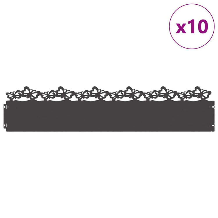 Vidaxl bordures de pelouse 10 pcs noir 103 x 0,05 x 22 cm acier