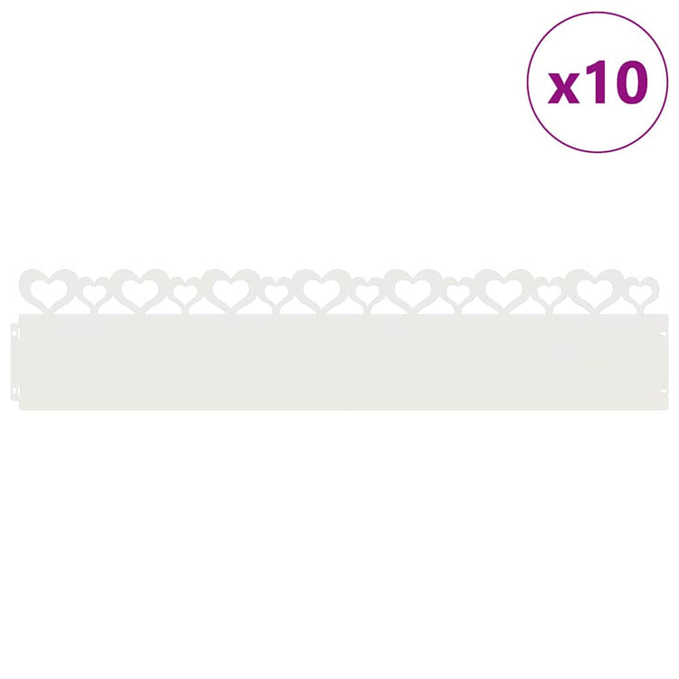 Vidaxl bordures de pelouse 10 pcs blanc 103 x 0,05 x 22 cm acier