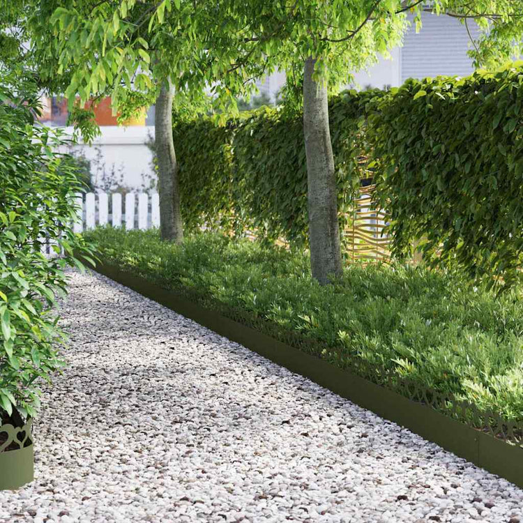 Vidaxl bordures de pelouse 10 pcs vert olive 103 x 0,05 x 22 cm acier