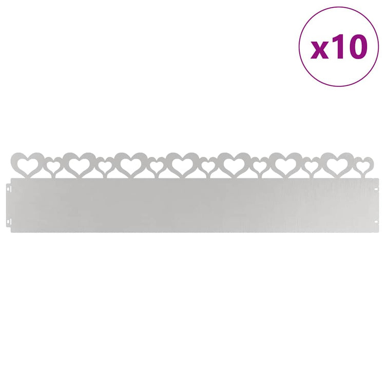 Vidaxl bordures de pelouse 10 pcs argent 103 x 0,05 x 22 cm acier inoxydable