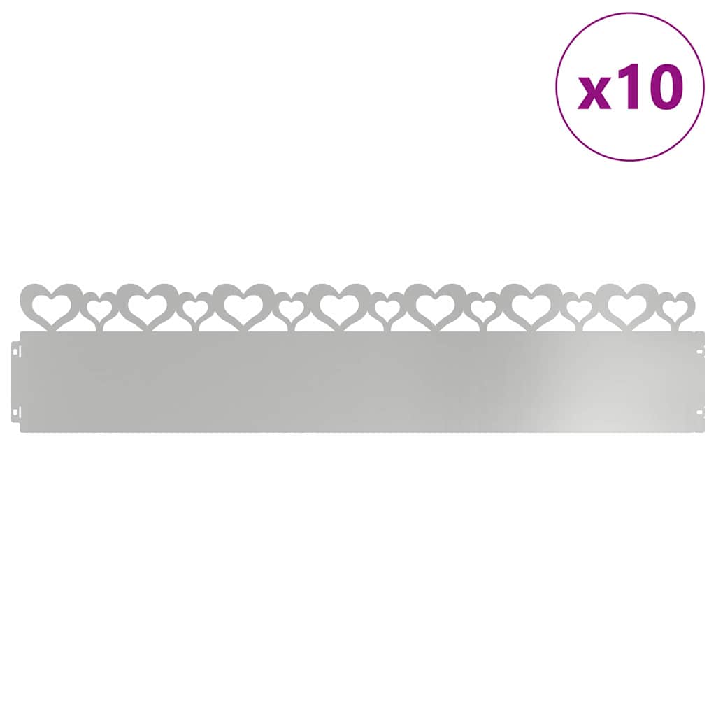 Vidaxl bordures de pelouse 10 pcs argent 103 x 0,05 x 22 cm