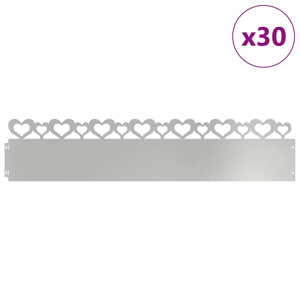 Vidaxl bordures de pelouse 30 pcs argent 103 x 0,05 x 22 cm
