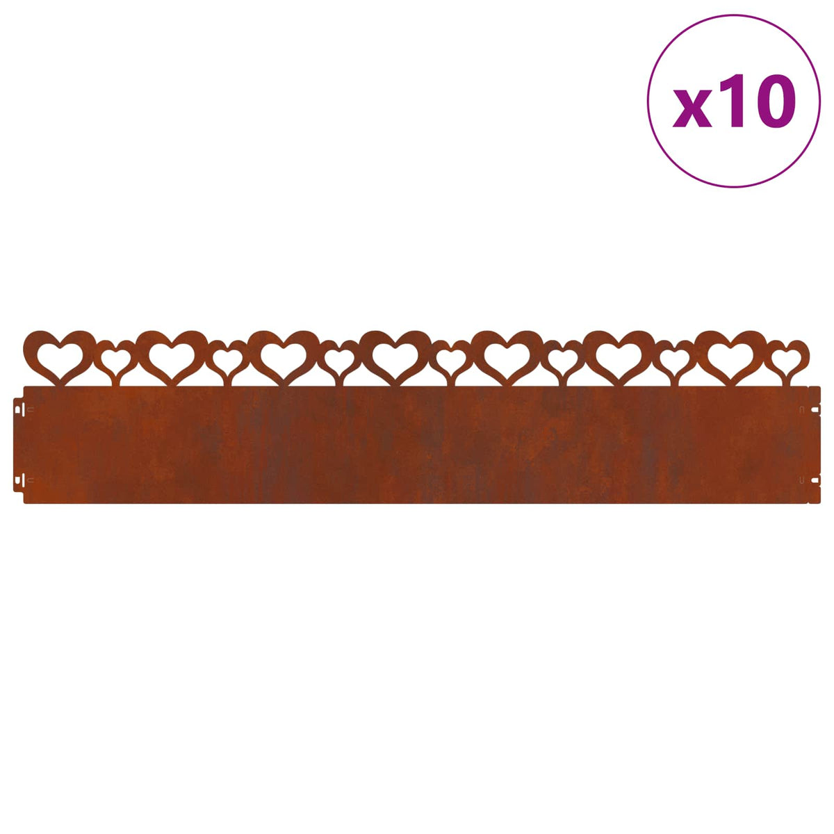 Vidaxl bordures de pelouse 10 pcs rouillé 103 x 0,05 x 22 cm acier corten