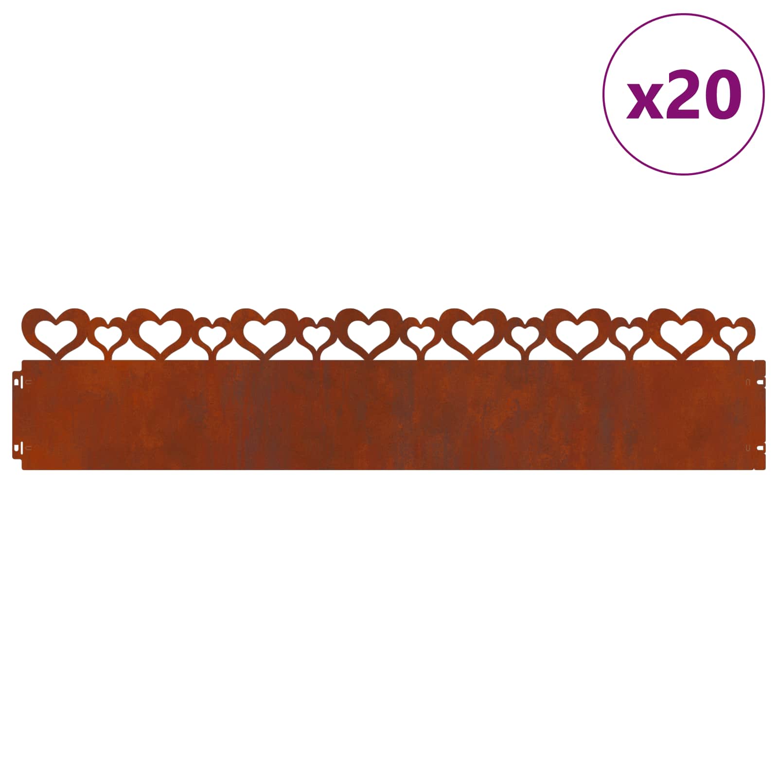 Vidaxl bordures de pelouse 20 pcs rouillé 103 x 0,05 x 22 cm acier corten