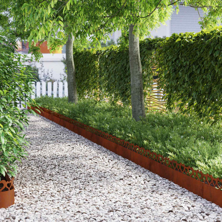 Vidaxl bordures de pelouse 30 pcs rouillé 103 x 0,05 x 22 cm acier corten
