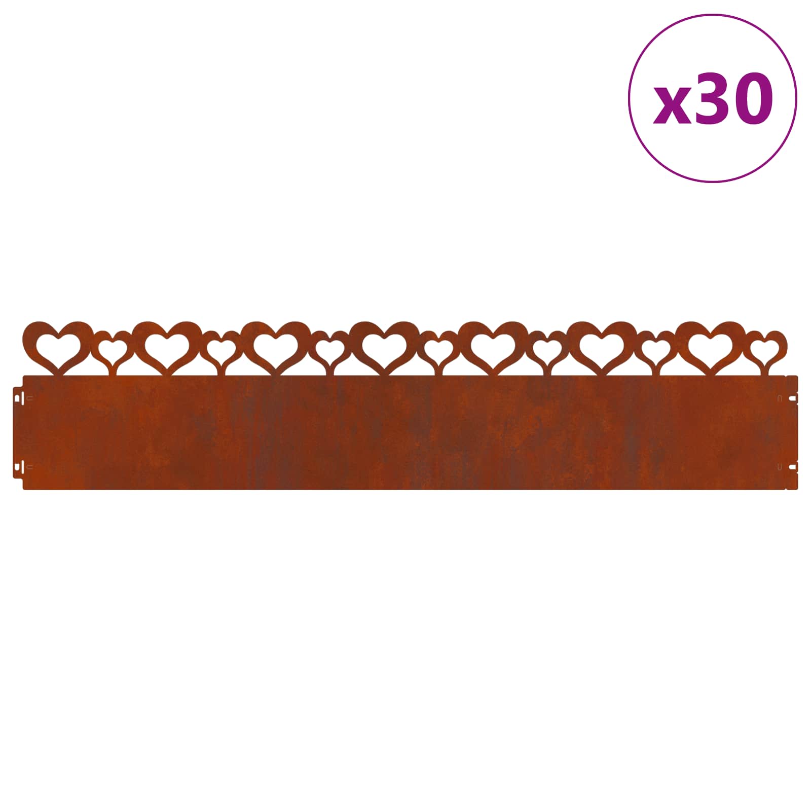 Vidaxl bordures de pelouse 30 pcs rouillé 103 x 0,05 x 22 cm acier corten