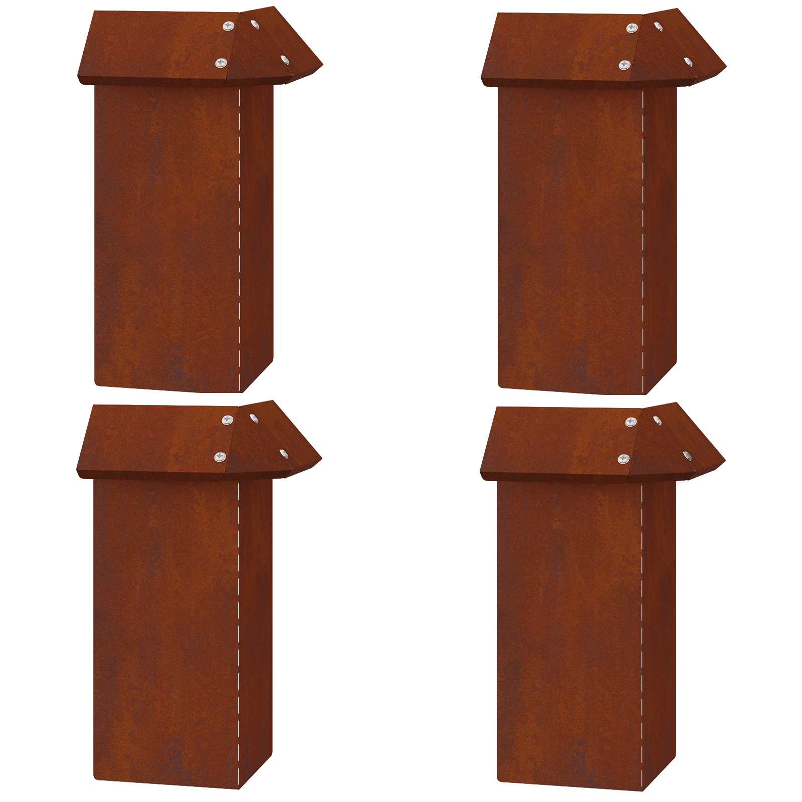 Vidaxl portail escargot 4 pcs rouillé 13,5 x 13,5 x 25 cm acier corten
