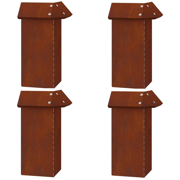 Vidaxl portail escargot 4 pcs rouillé 13,5 x 13,5 x 25 cm acier corten