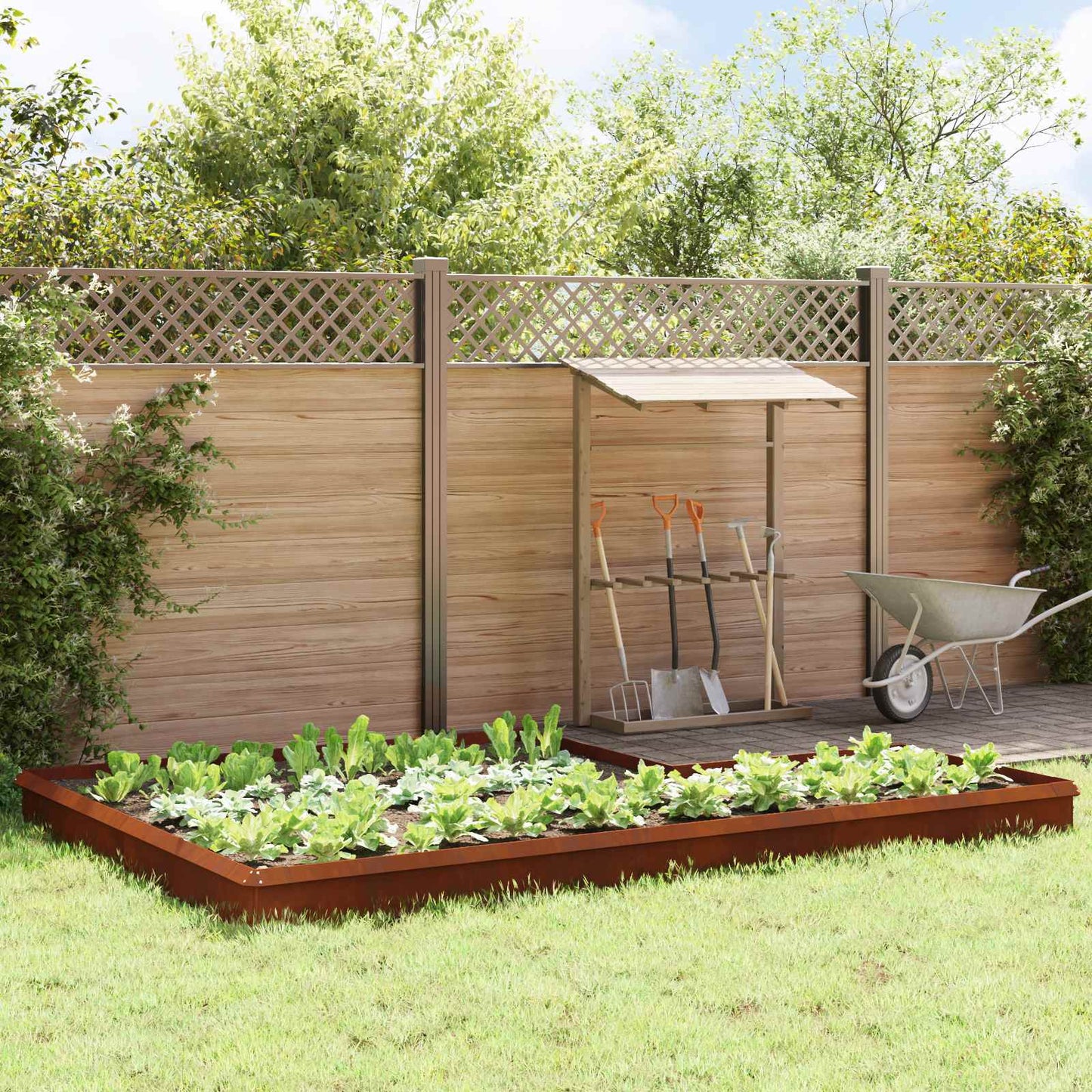 Vidaxl clôtures anti-escargots 16 pcs acier corten rouillé