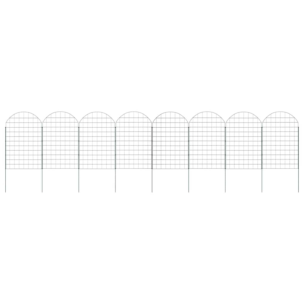 Vidaxl clôture d'étang set 8 pcs vert 50 x 80 cm acier
