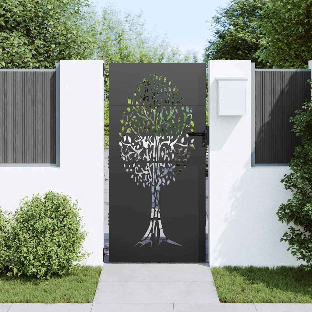 VidaXL portail de jardin avec serrure noir 85 x 175 cm acier thermolaqué