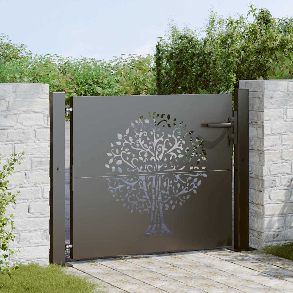 VidaXL portail de jardin avec serrure noir 110 x 105 cm acier thermolaqué