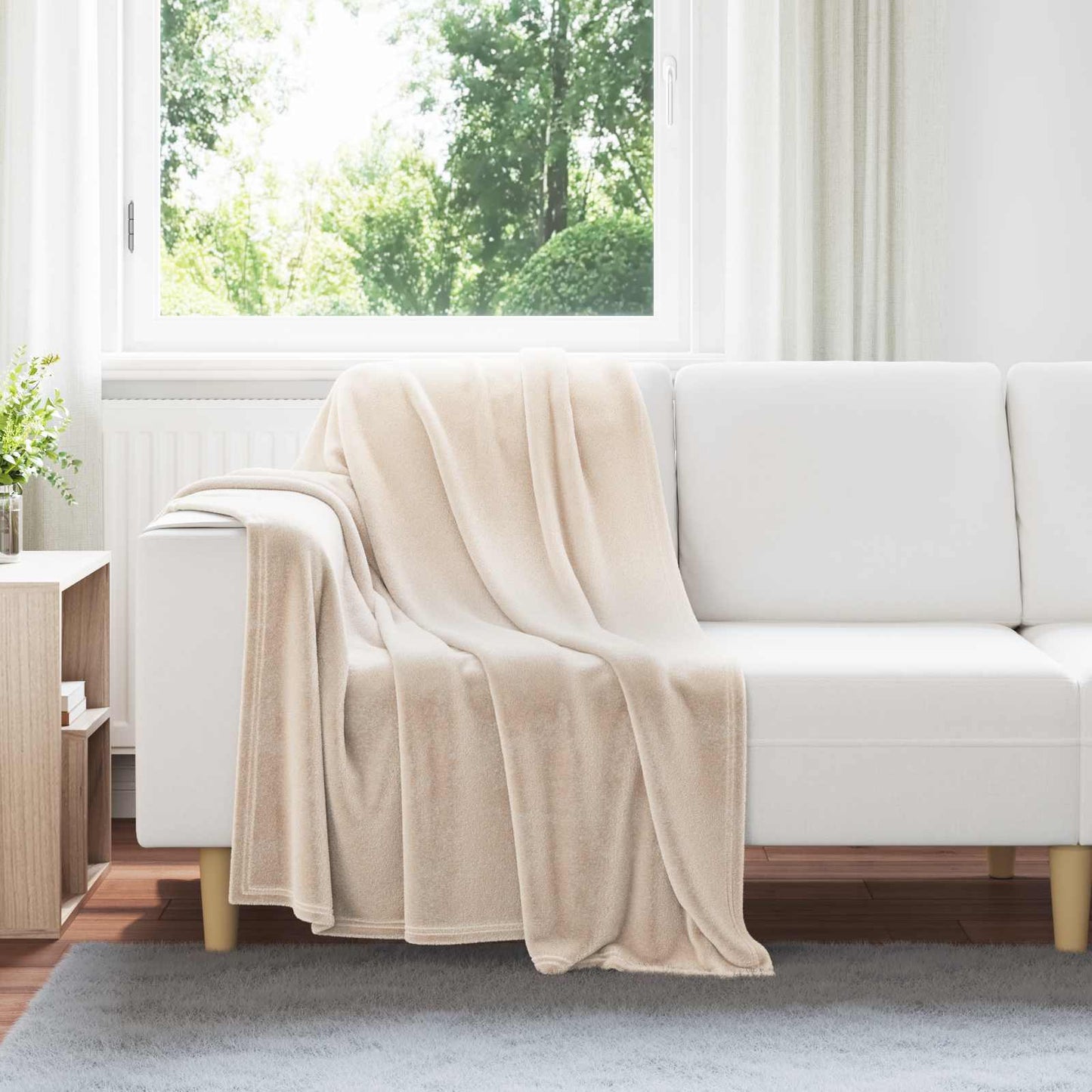 Vidaxl plaid beige 130 x 150 cm polaire