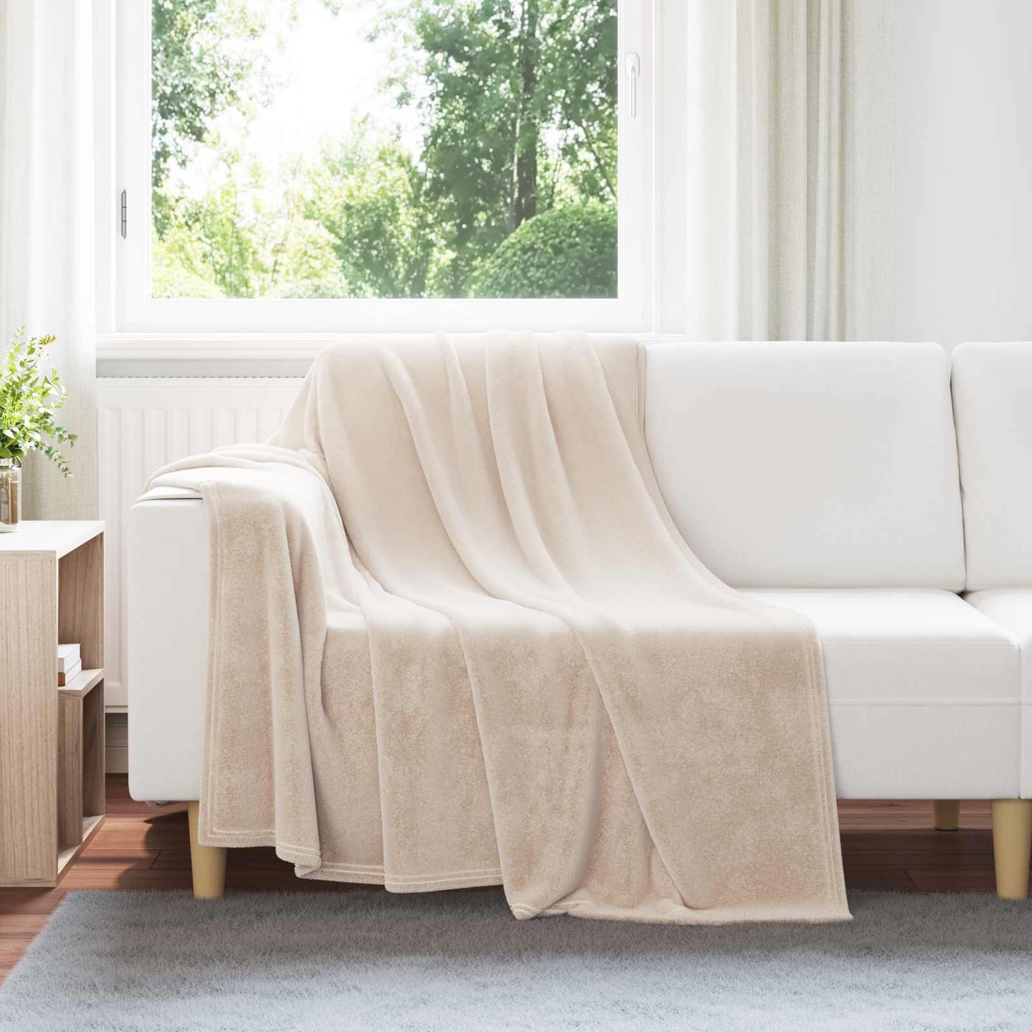 Vidaxl plaid beige 150 x 200 cm polaire