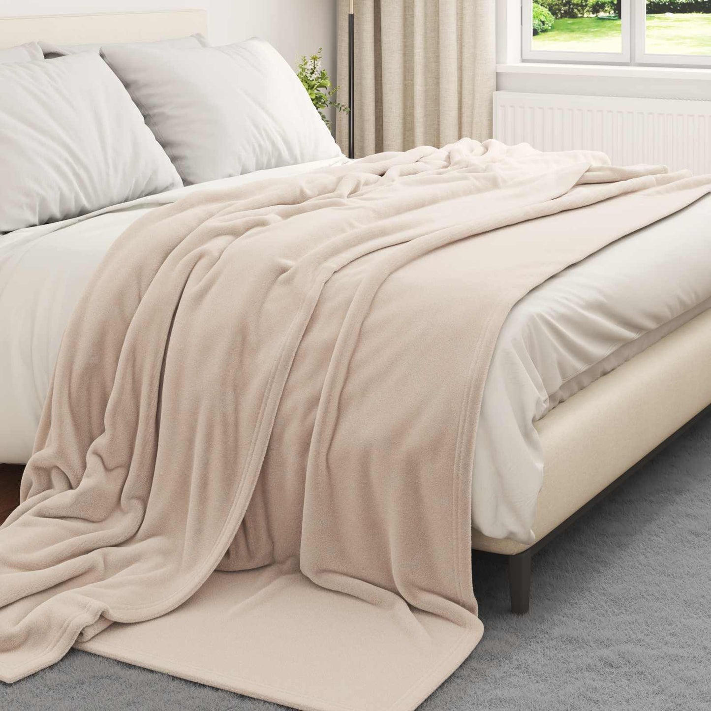 Vidaxl plaid beige 220 x 240 cm polaire