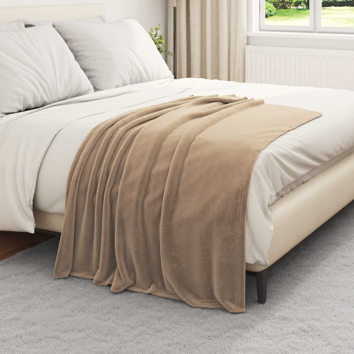 Vidaxl plaid camel 130 x 150 cm polaire