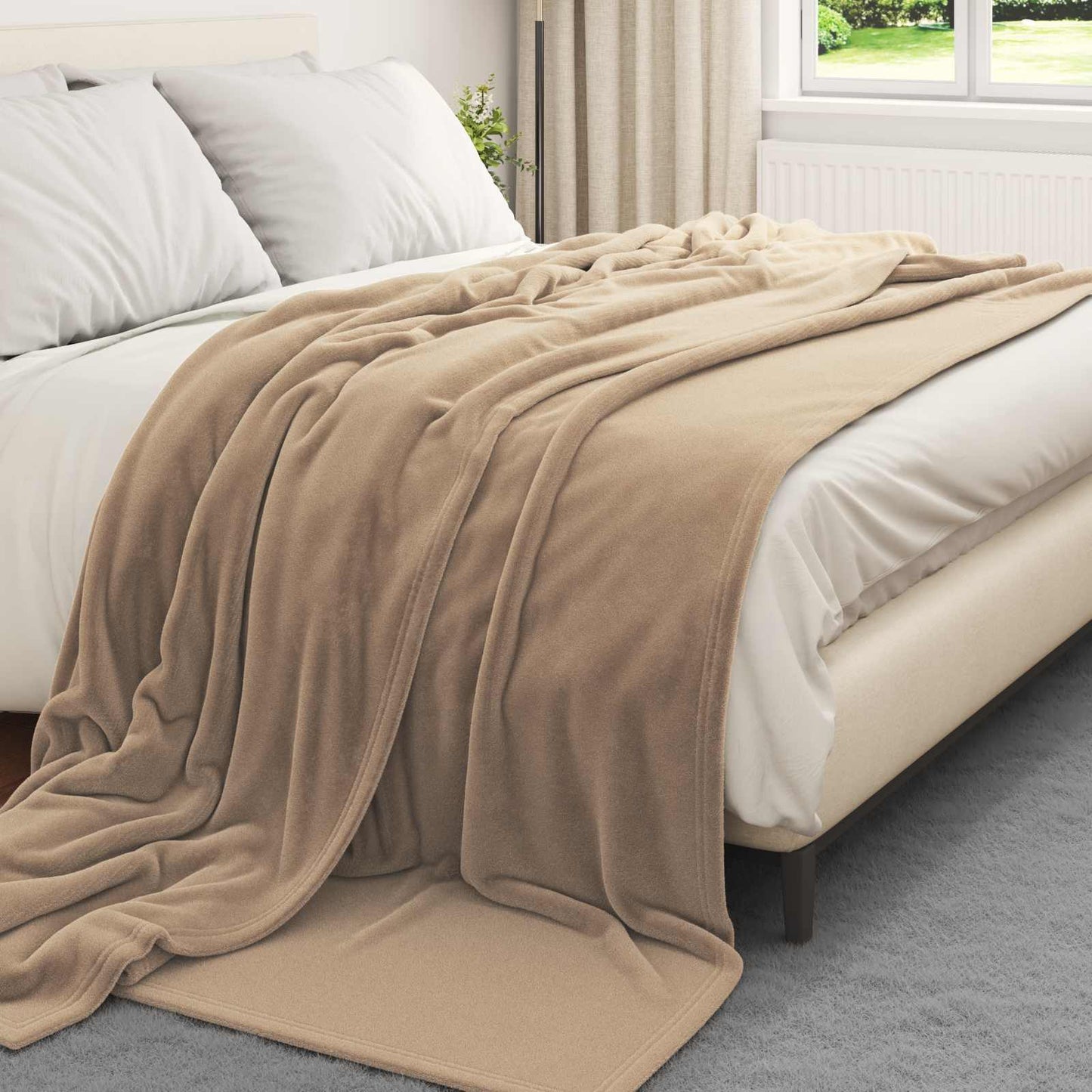 Vidaxl plaid camel 240 x 270 cm polaire